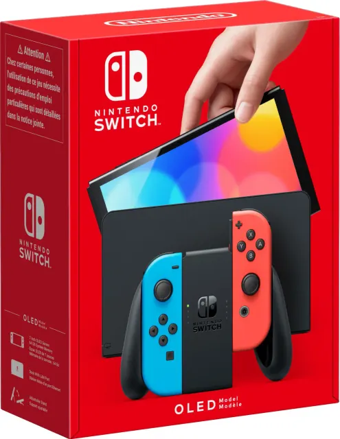 Nintendo Switch OLED - Neon Rød & Blå